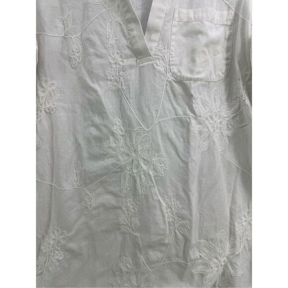 Soft Surroundings Womens White Long Sleeve Embroidered Tunic Shirt Size Medium - Picture 4 of 8